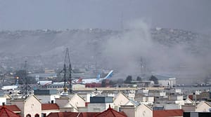 Smoke rises above Kabul airport after suicide attacj