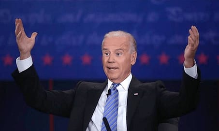 Joe Biden with hands in air