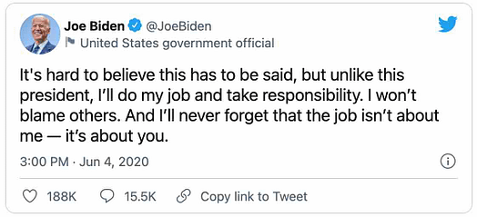 Biden June 4th, 2020 Tweet about responsibility