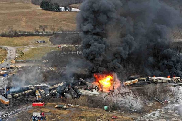 OH train derailment releasing numerous toxins