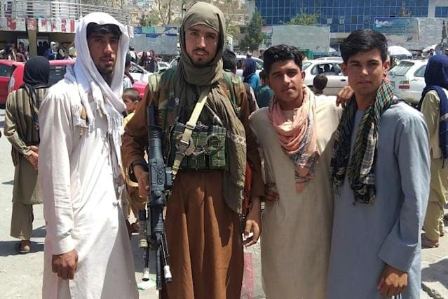 Taliban holding an M4